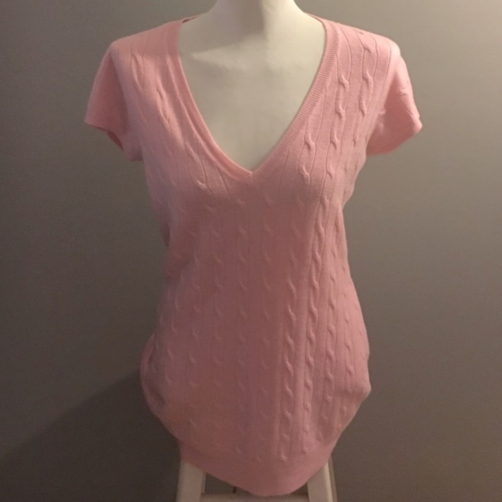 New York and Company Pink V-Neck Short Sleeve Dress Size XS